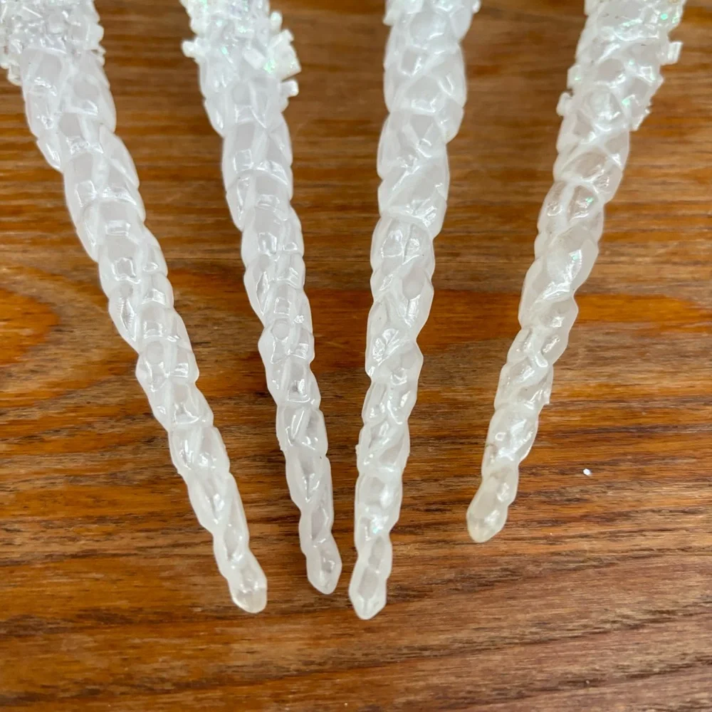 Angel Icicle Ornaments 11” In Length plastic Glass look Set of 4